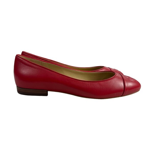Michael Kors Women's Red Leather Dylan Flats Sz 7.5 - Picture 6 of 14